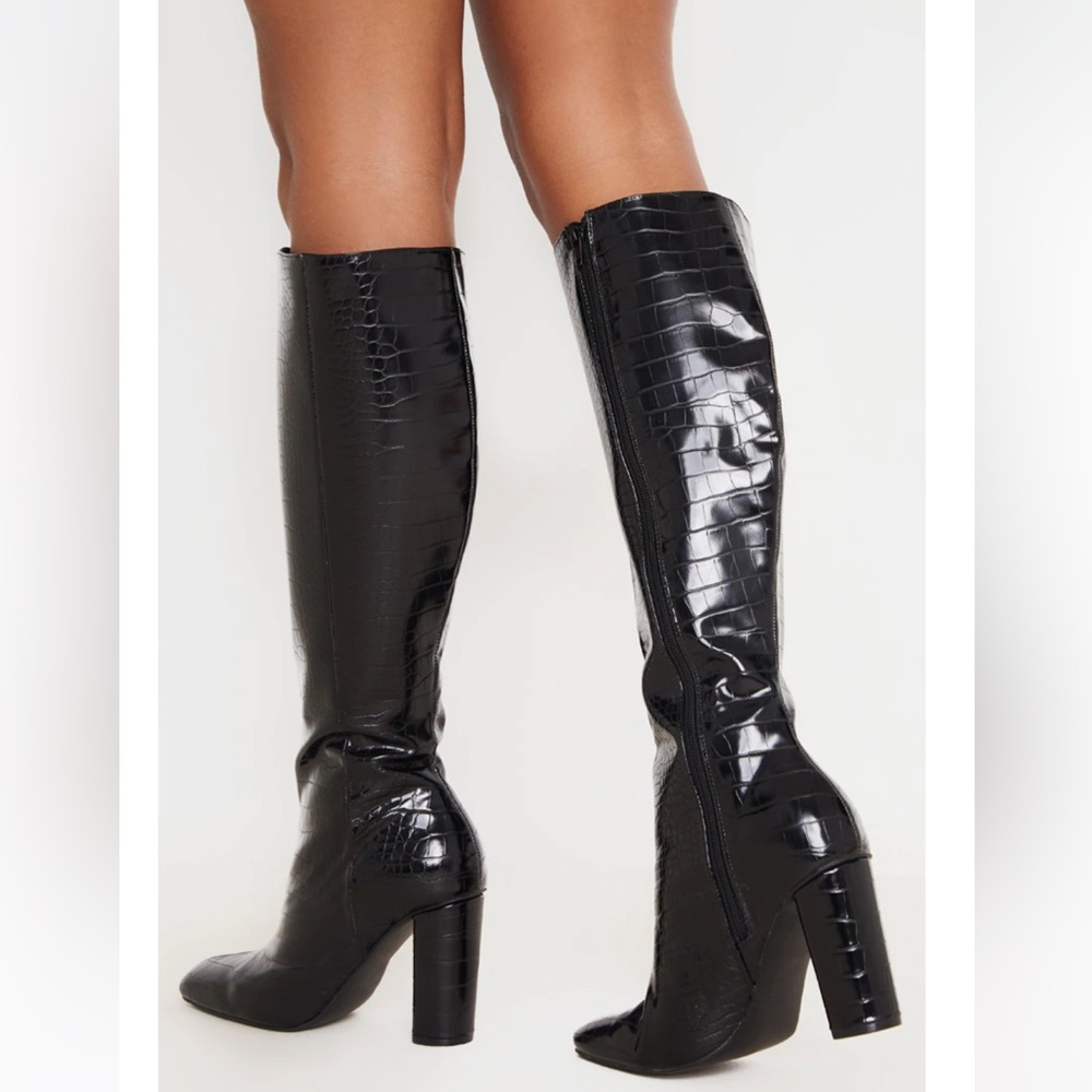 Pretty Little Thing Block Heel Knee High Boot